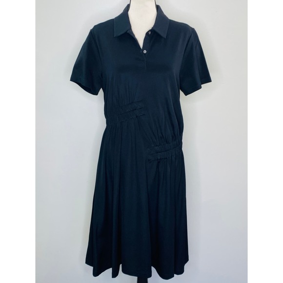 Marc by Marc Jacobs Asymmetrical Shirt Dress Women Large Ruched Casual Chic Luxe - Picture 2 of 11